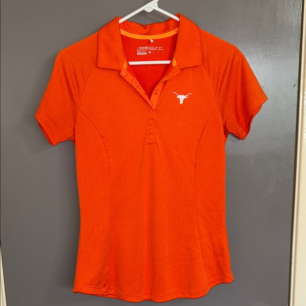 Nike Women's UT Orange Short-Sleeve Golf Polo with Longhorn Logo MEDIUM